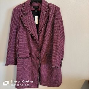 NWT Lane Bryant Pink/Black Tweed Classic, Country Chic, Academic Coat Size 18